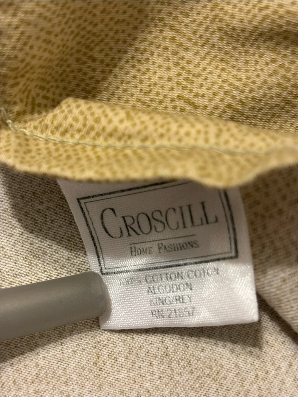 Croscill Home Cream Paisley Flat Sheet Oversized Queen King Monogram E Jacquard